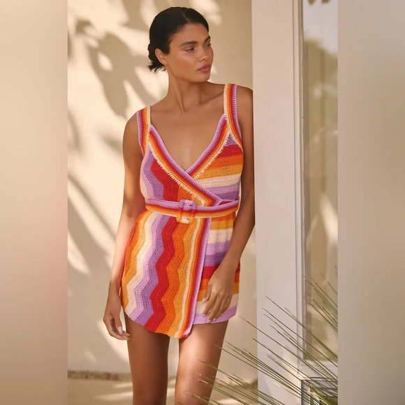 FARM Rio Multicolor Striped Mini Dress - Picture 1 of 3